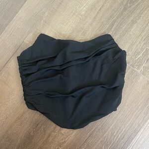 Ruched Black Corset Cropped Boned Zipper Back Pointed Whimsigoth Top Size Small